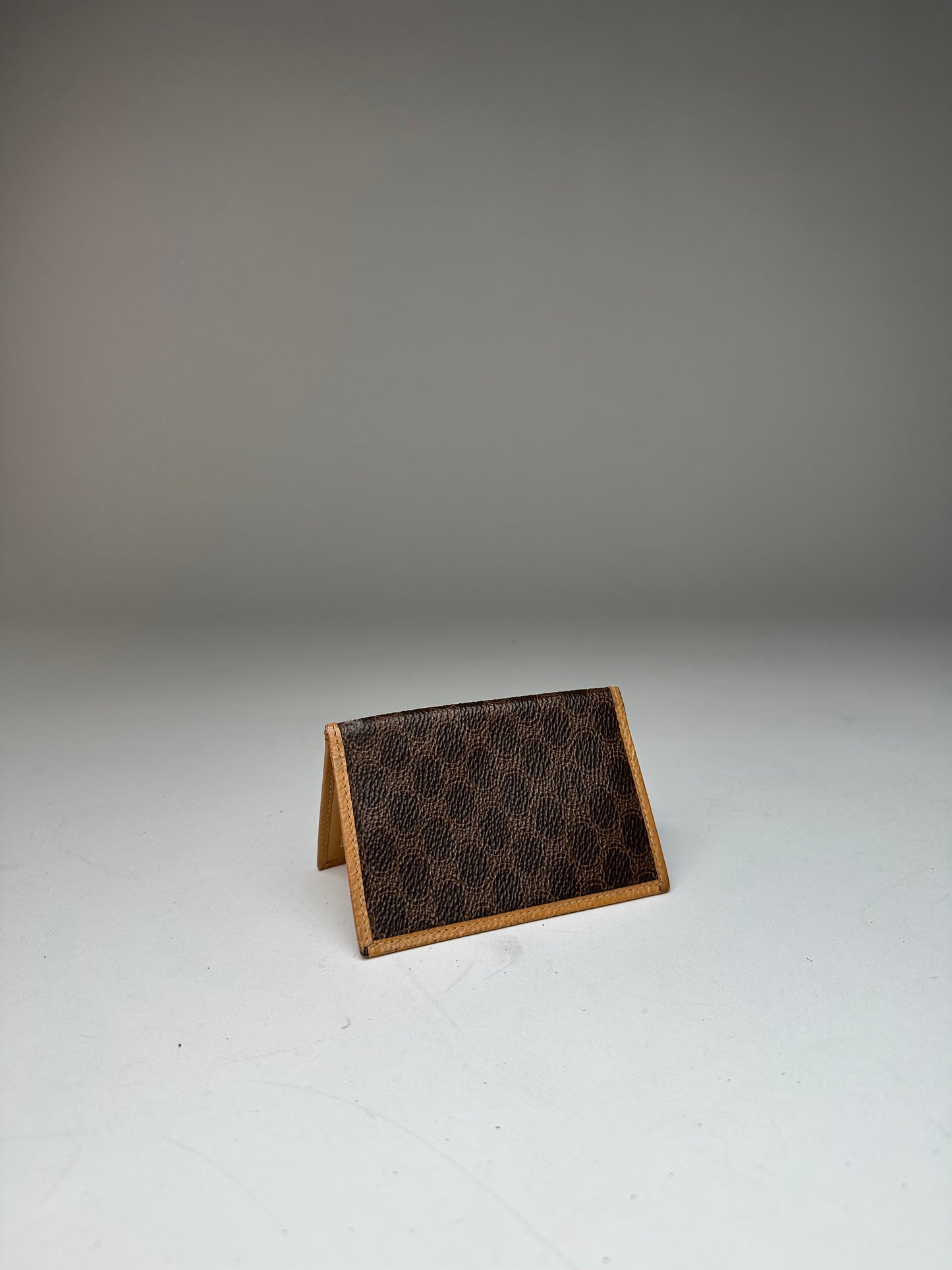 Vintage Celine Paris Triomphe Monogram Card Holder Brown