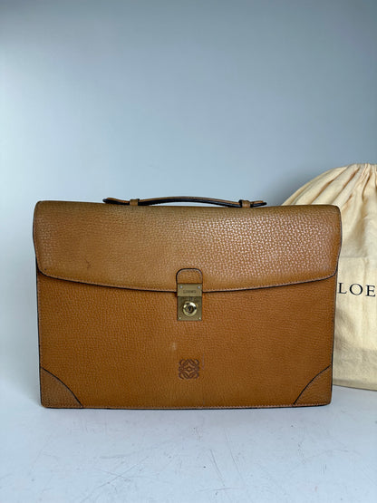 Vintage Loewe Leather Document Holder Tan Gold