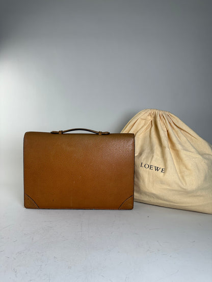 Vintage Loewe Leather Document Holder Tan Gold