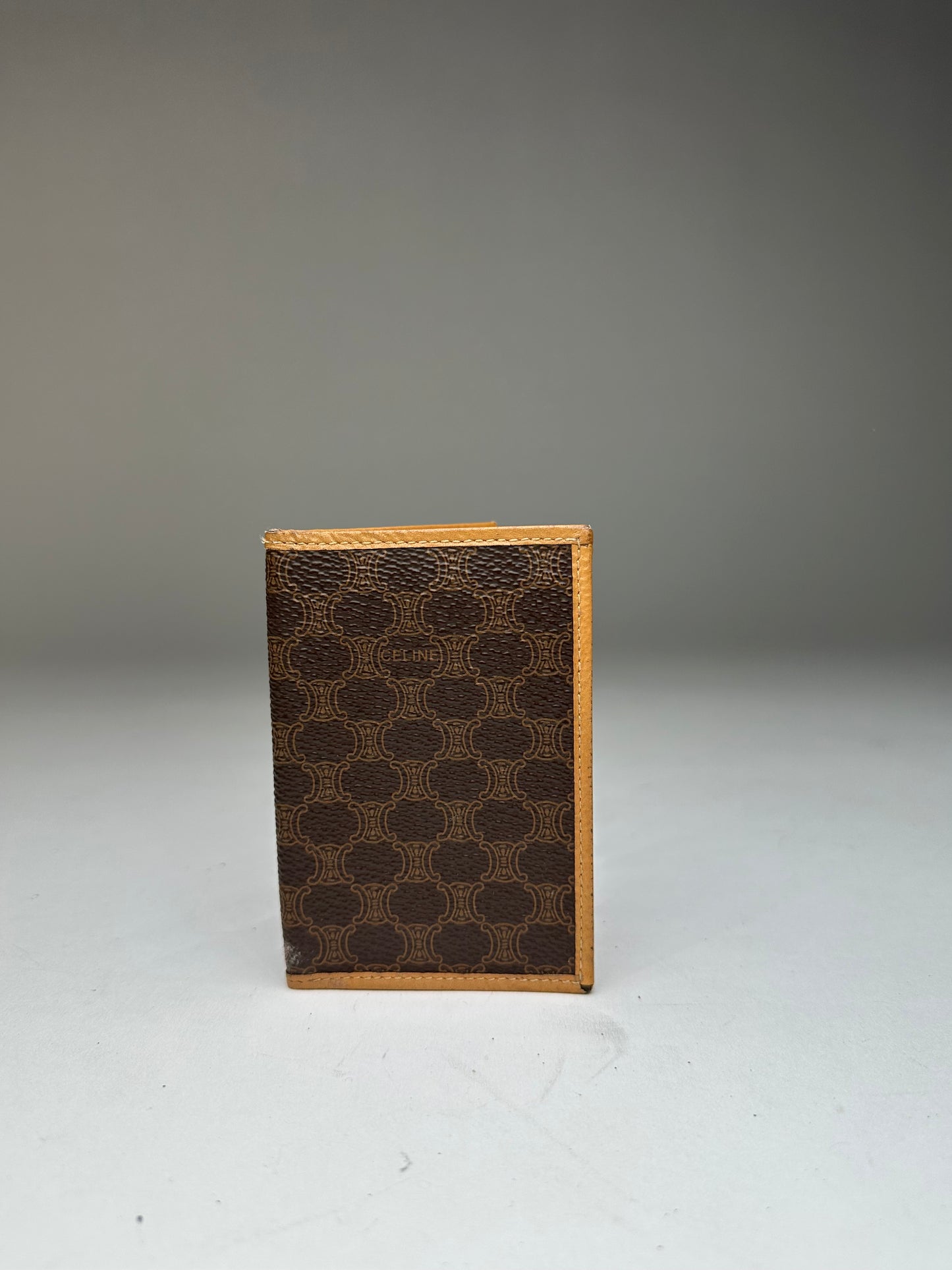 Vintage Celine Paris Triomphe Monogram Card Holder Brown