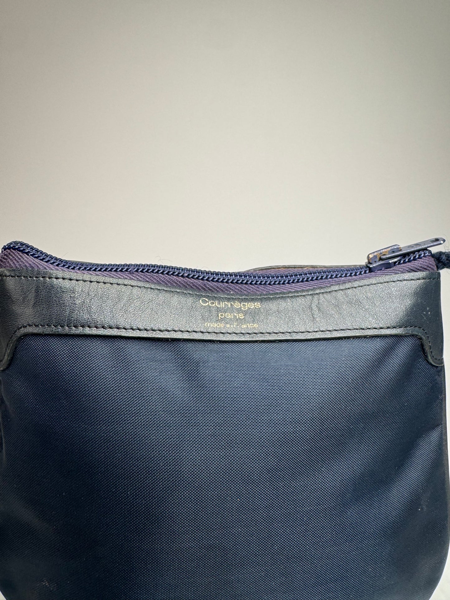 Vintage Courreges Paris Canvas Polyester Shoulder / Crossbody Bag Navy