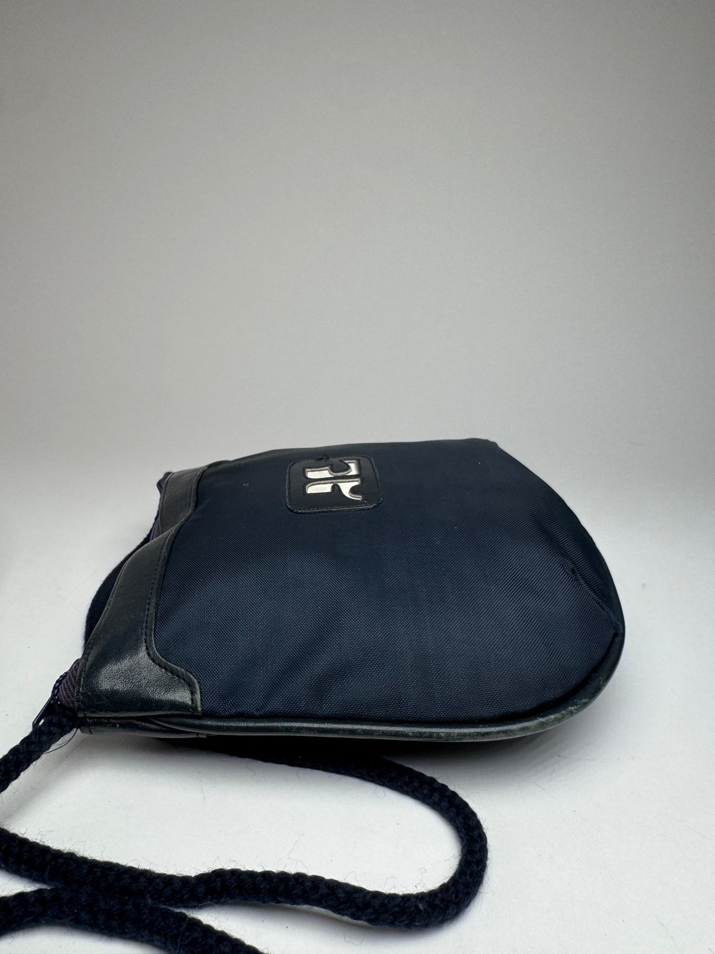 Vintage Courreges Paris Canvas Polyester Shoulder / Crossbody Bag Navy