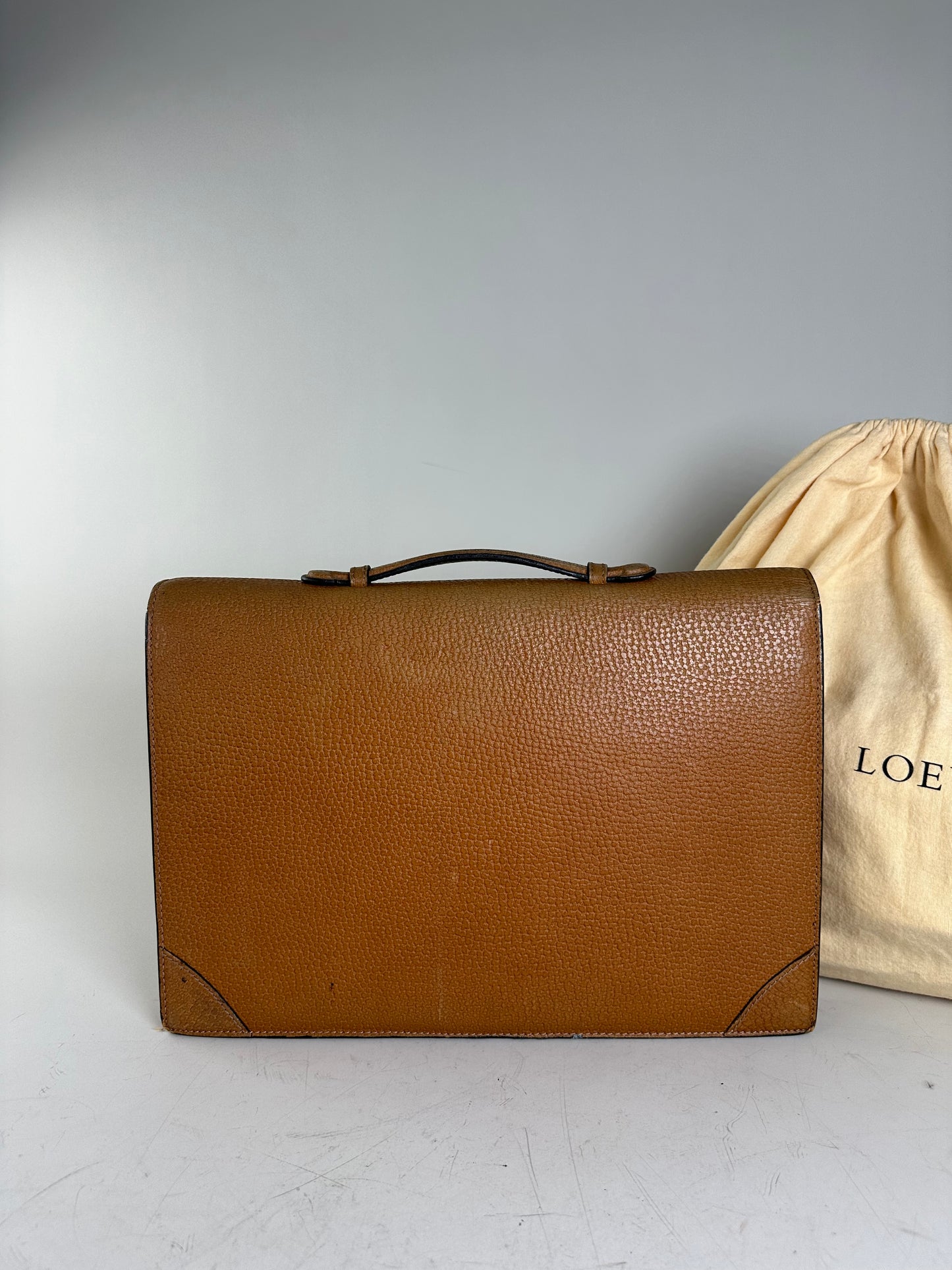 Vintage Loewe Leather Document Holder Tan Gold
