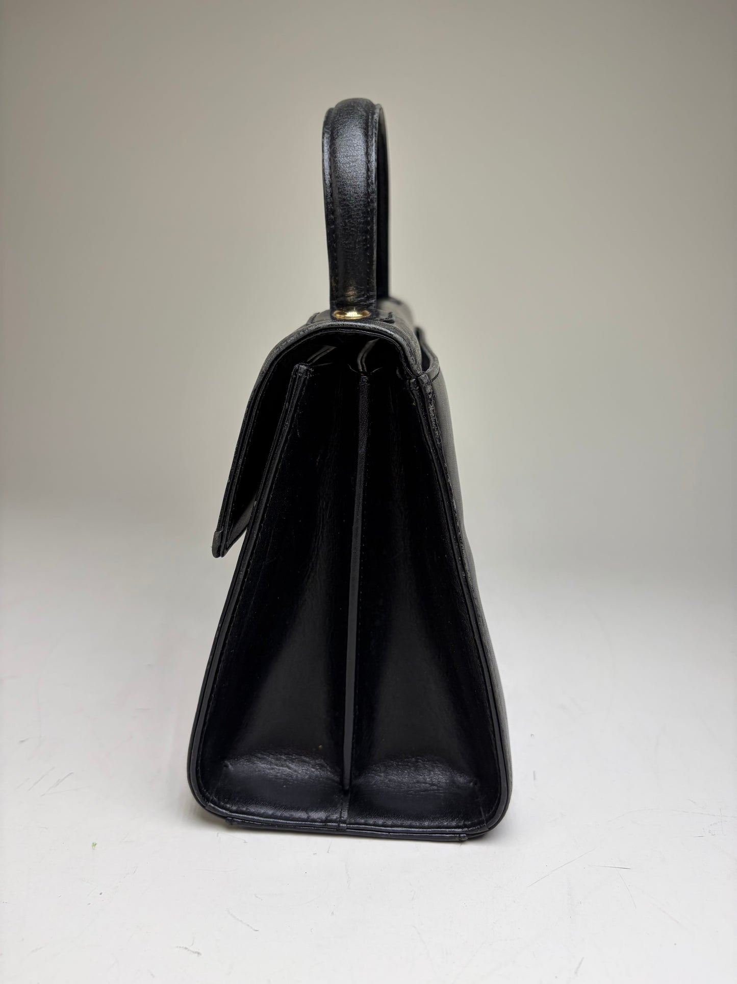 Vintage Givenchy Structured Leather Handbag Black Gold