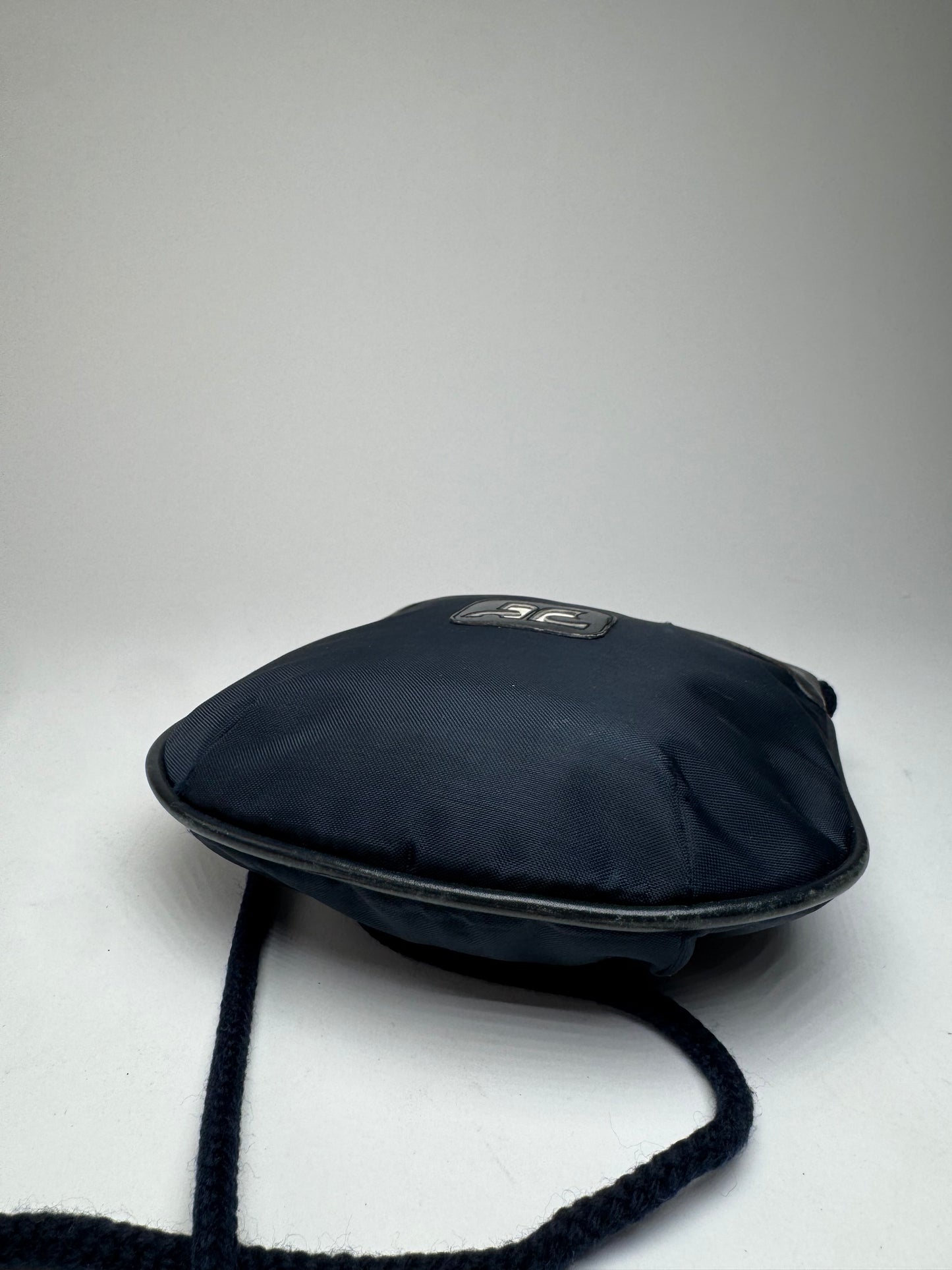 Vintage Courreges Paris Canvas Polyester Shoulder / Crossbody Bag Navy