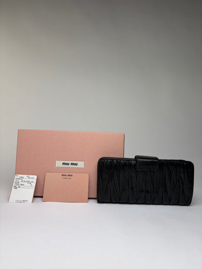 Vintage Miu Miu Matelassé Leather Bifold Wallet c. Late 2000s Black