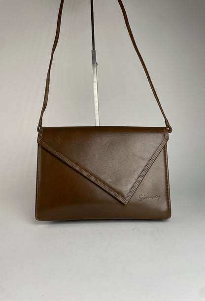 Vintage Givenchy Asymetric Leather Shoulder Bag Brown