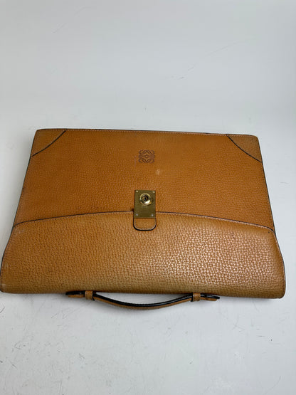 Vintage Loewe Leather Document Holder Tan Gold