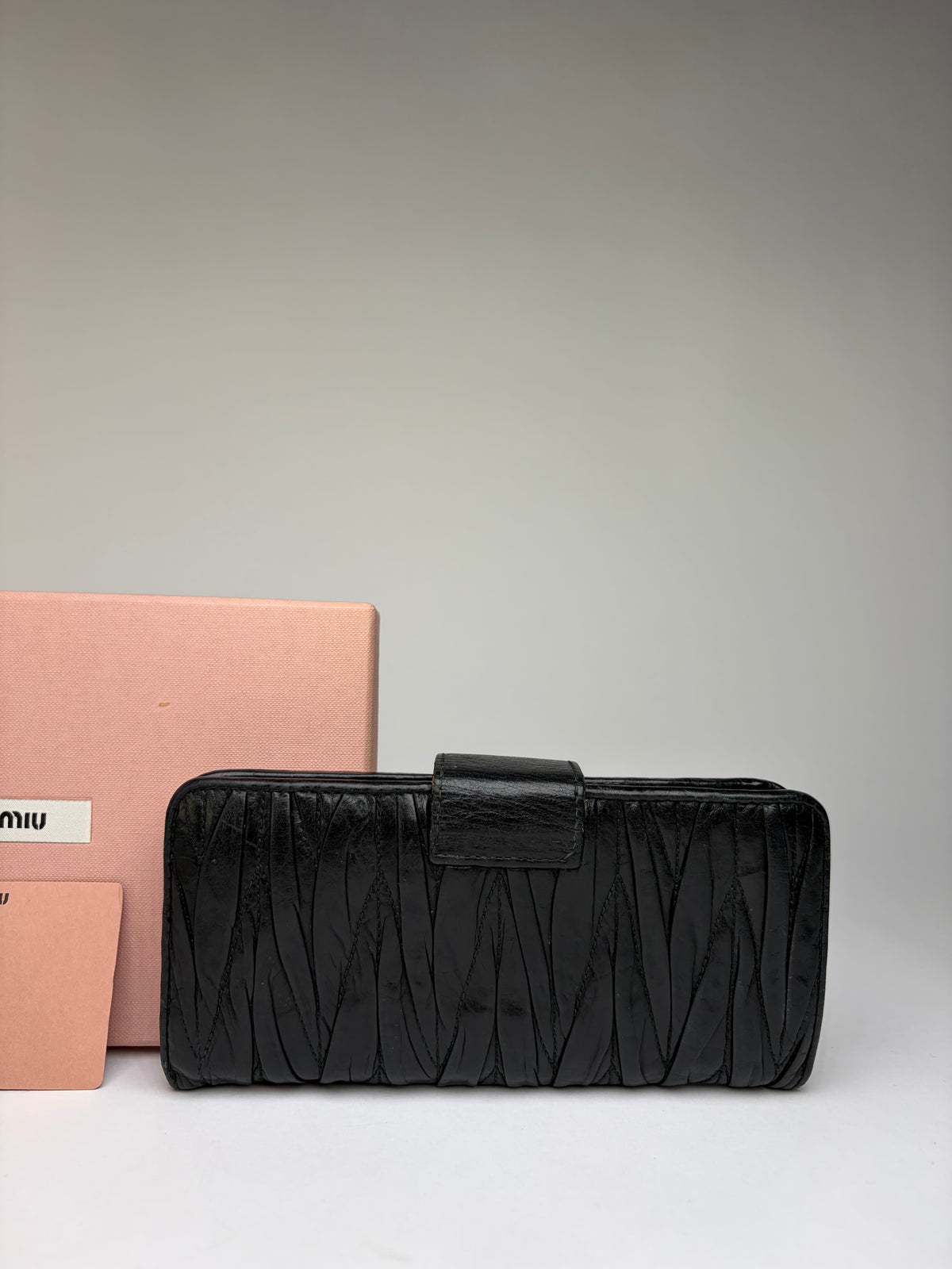 Vintage Miu Miu Matelassé Leather Bifold Wallet c. Late 2000s Black