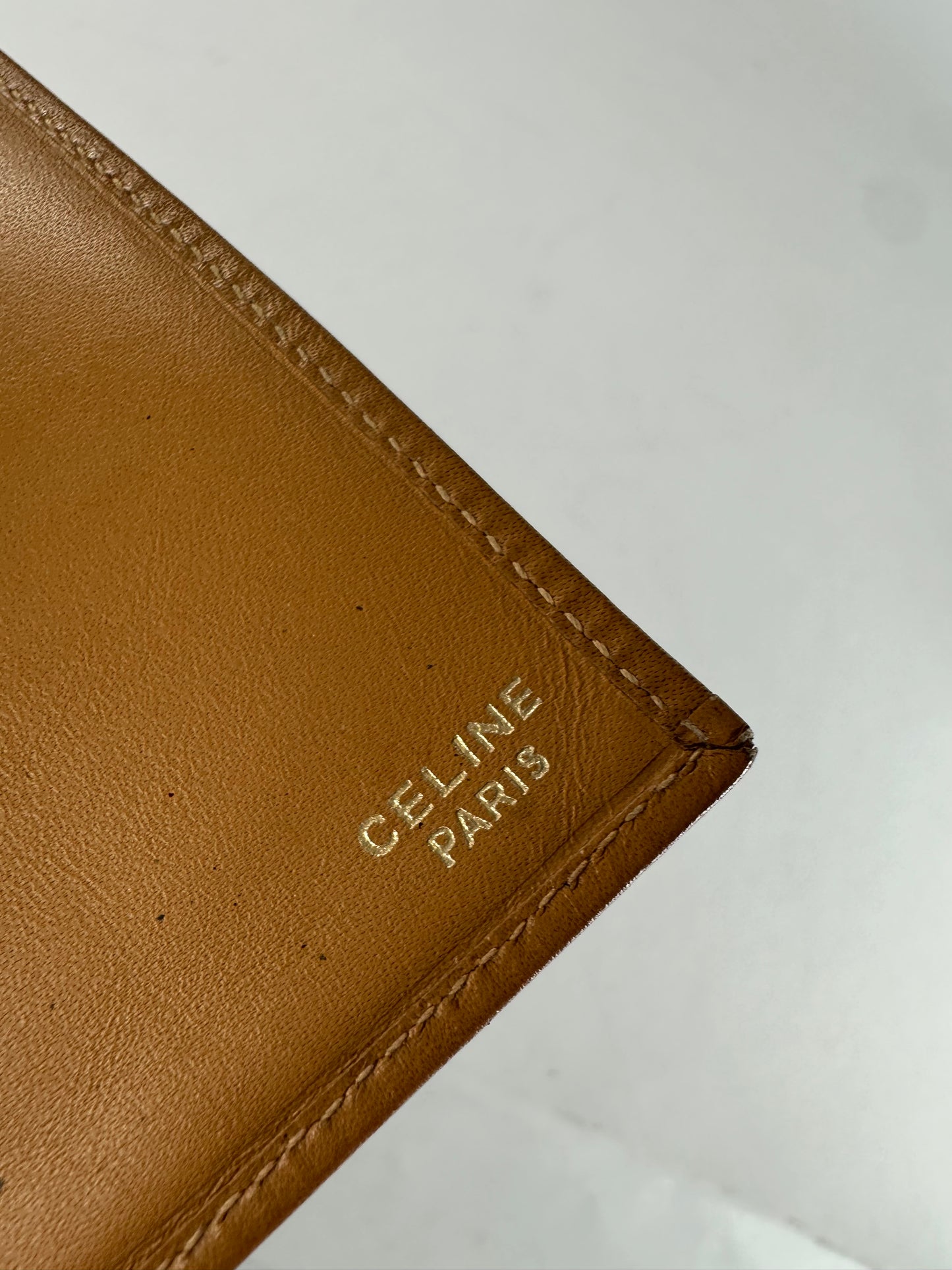 Vintage Celine Paris Triomphe Monogram Card Holder Brown