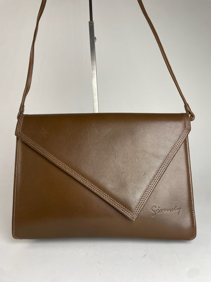 Vintage Givenchy Asymetric Leather Shoulder Bag Brown