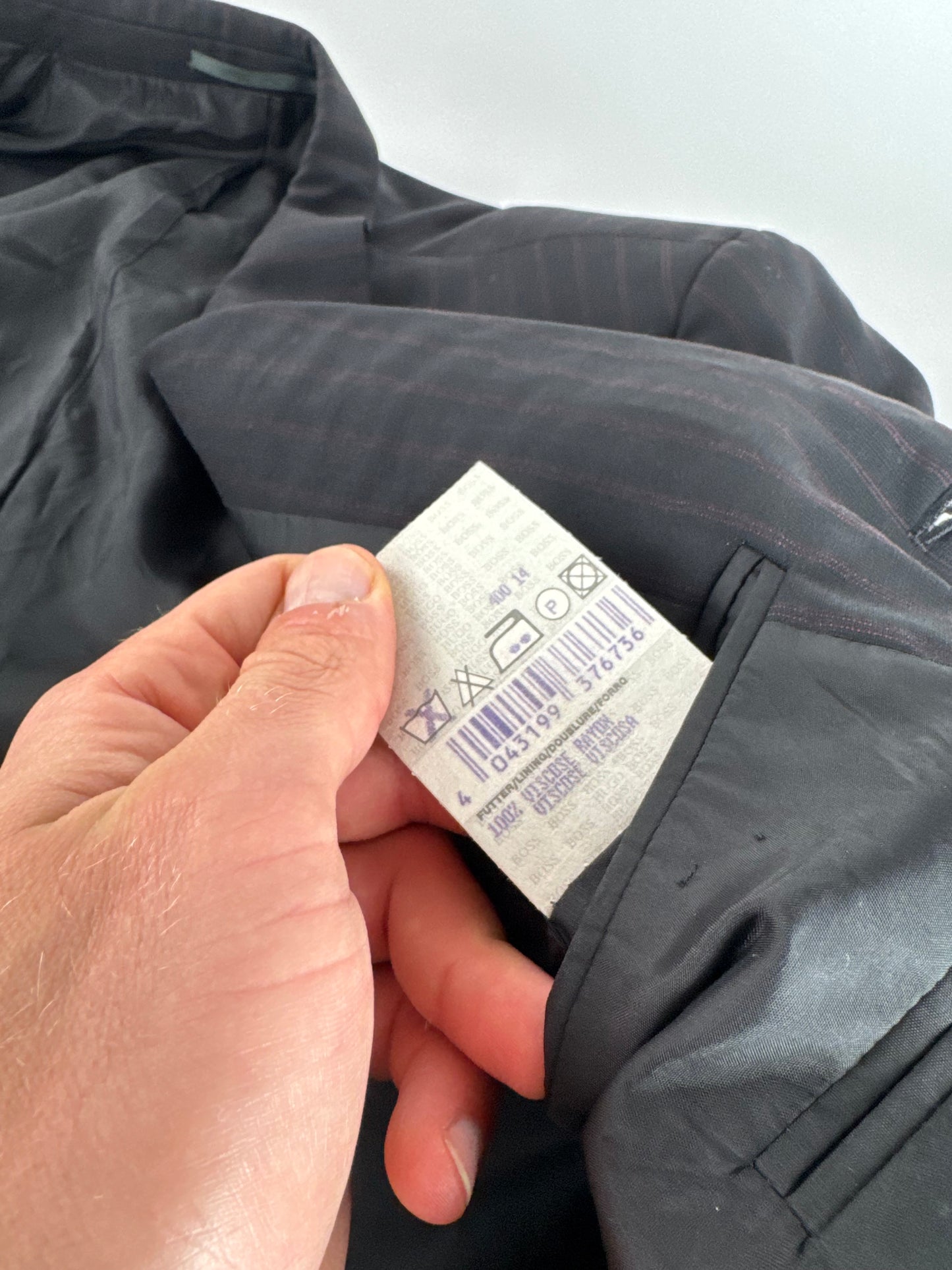 Vintage Hugo Boss Striped Men’s Wool Blazer Black Red XXL