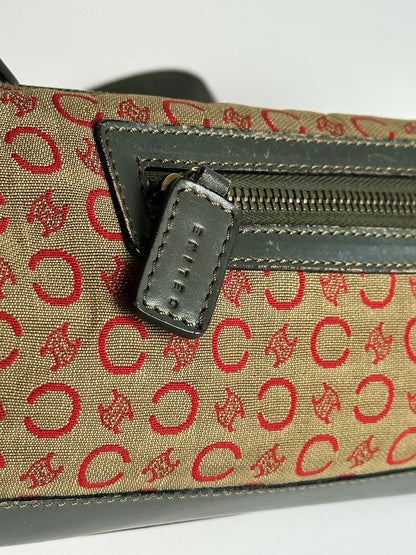 Sac Macadam vintage Céline Paris kaki rouge