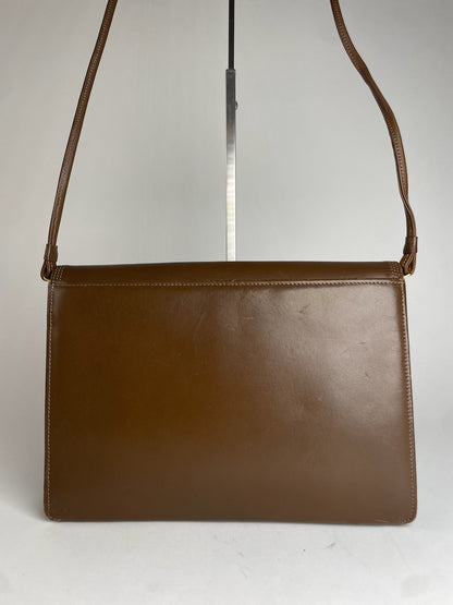 Vintage Givenchy Asymetric Leather Shoulder Bag Brown
