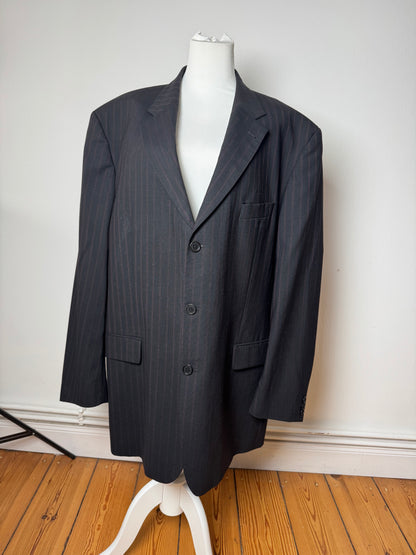 Vintage Hugo Boss Striped Men’s Wool Blazer Black Red XXL