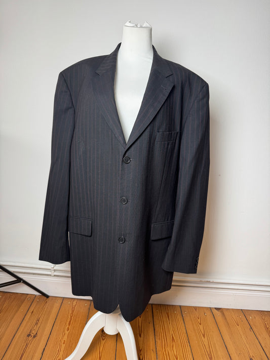 Vintage Hugo Boss Striped Men’s Wool Blazer Black Red XXL