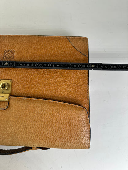 Vintage Loewe Leather Document Holder Tan Gold