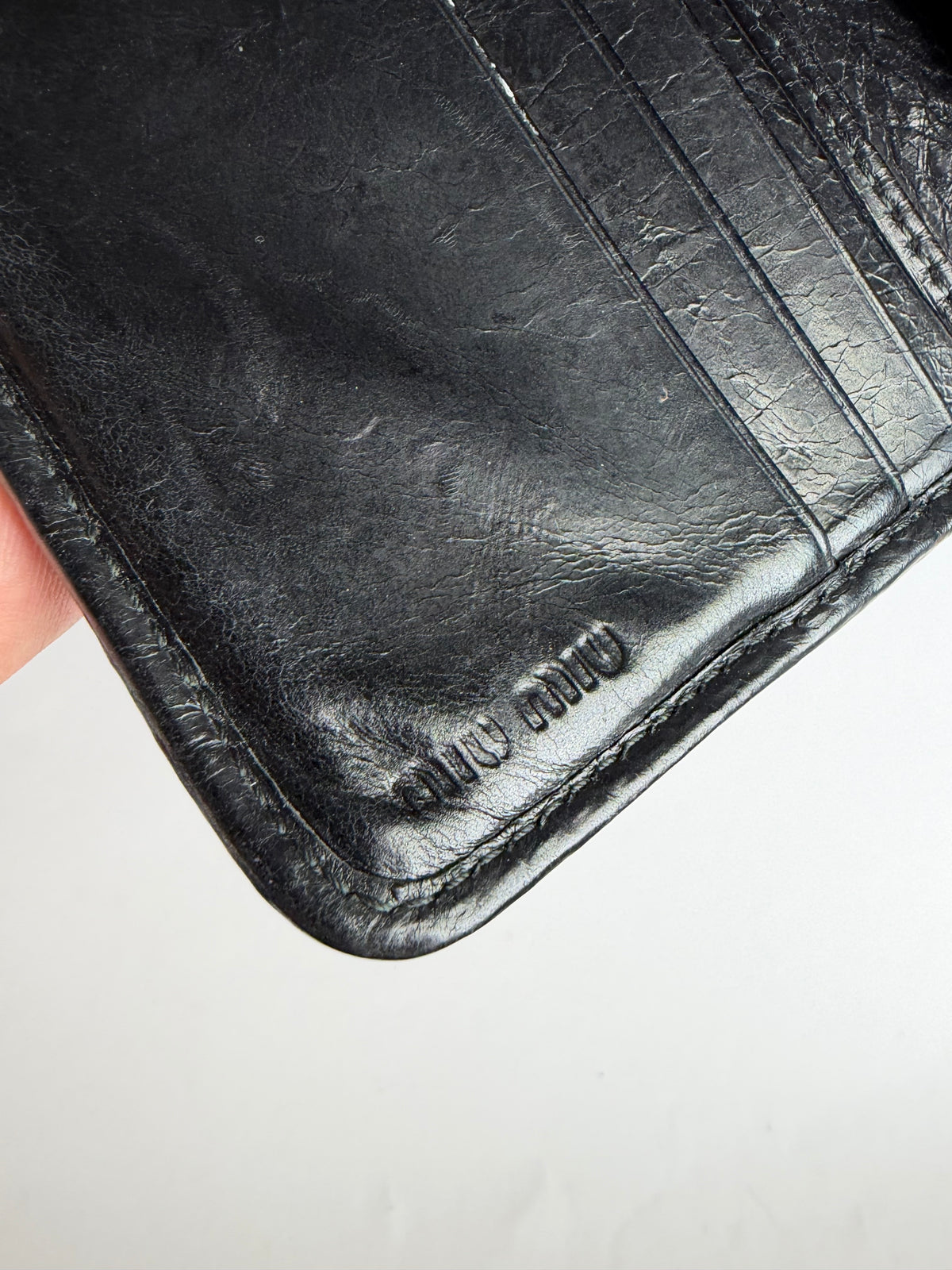 Vintage Miu Miu Matelassé Leather Bifold Wallet c. Late 2000s Black