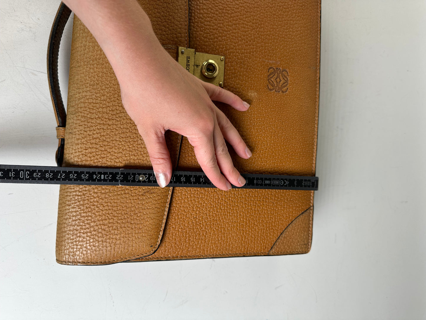 Vintage Loewe Leather Document Holder Tan Gold