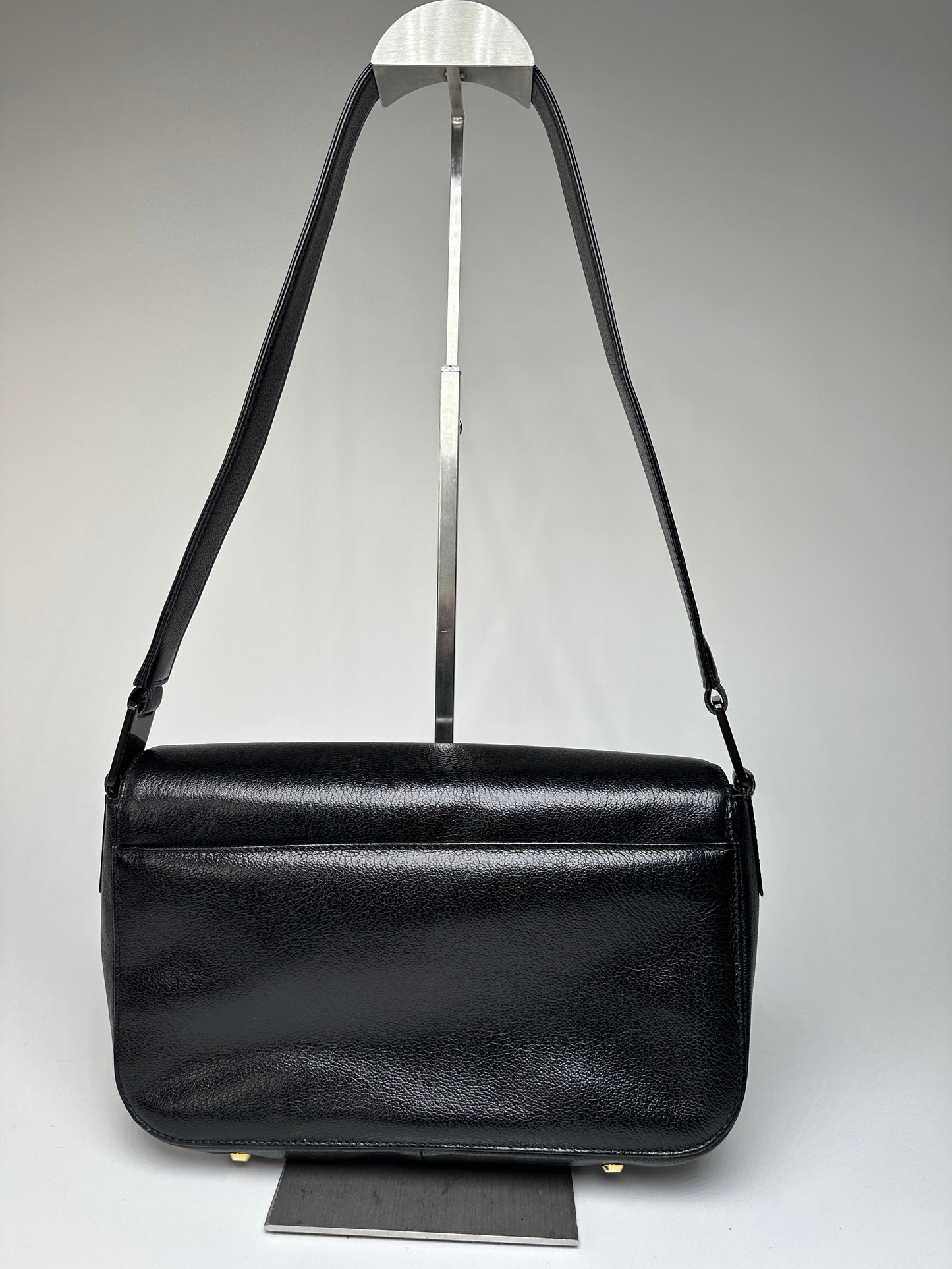 Vintage Givenchy Leather Shoulder Bag Black