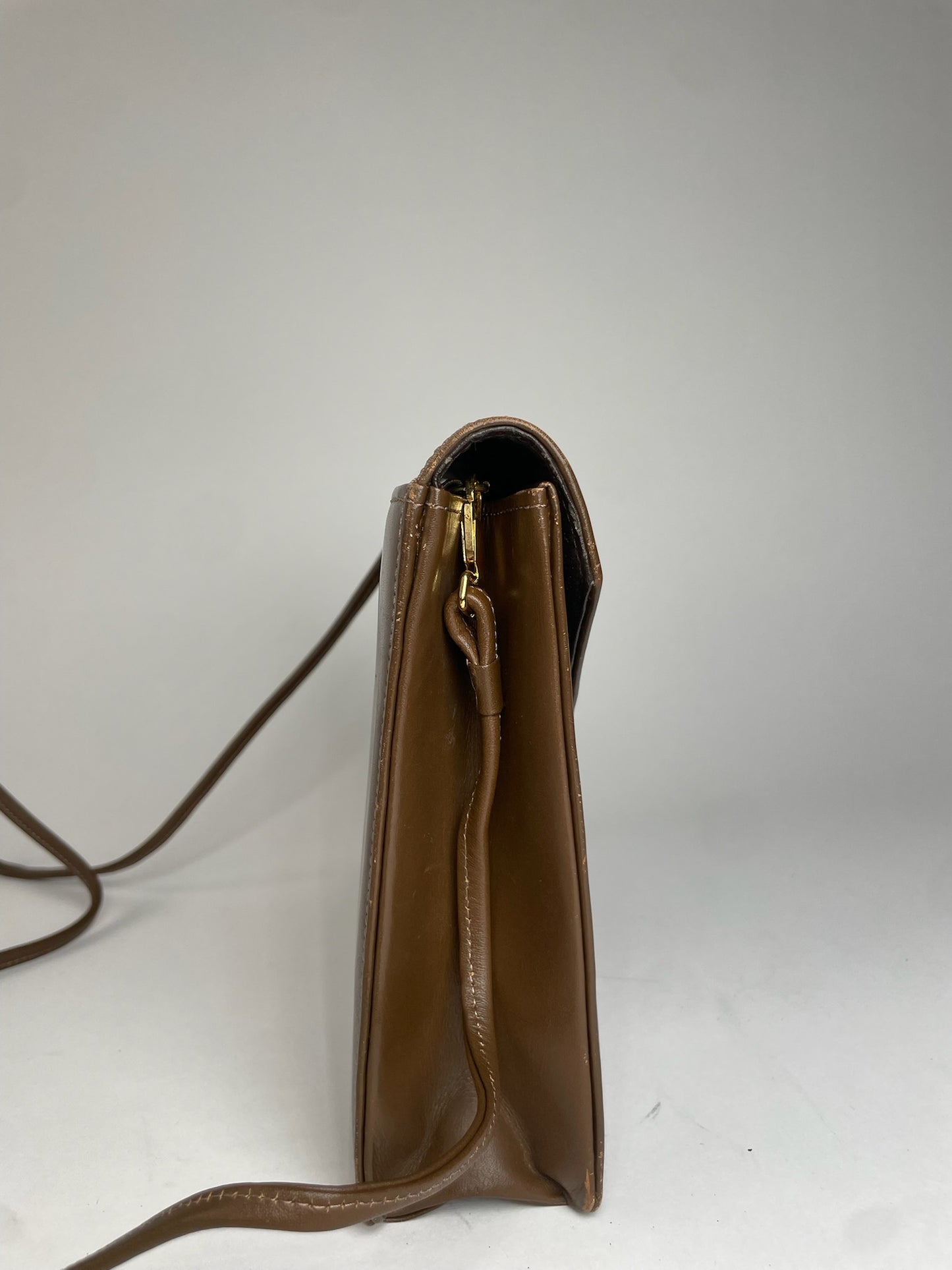 Vintage Givenchy Asymetric Leather Shoulder Bag Brown