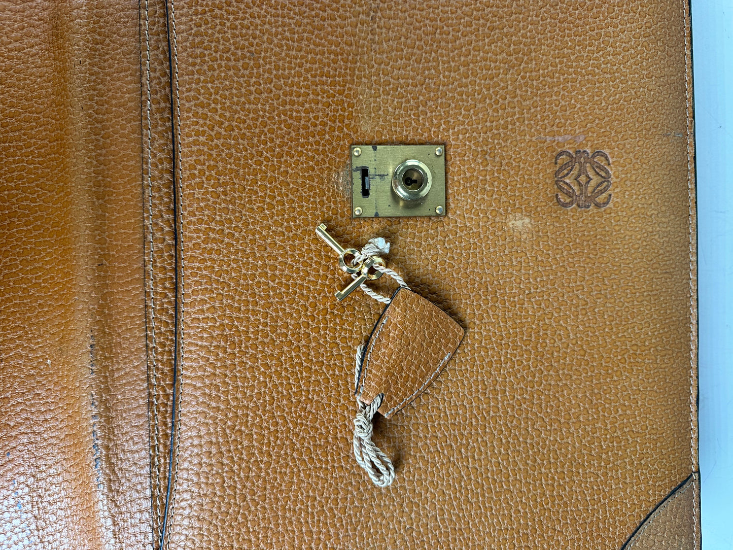 Vintage Loewe Leather Document Holder Tan Gold