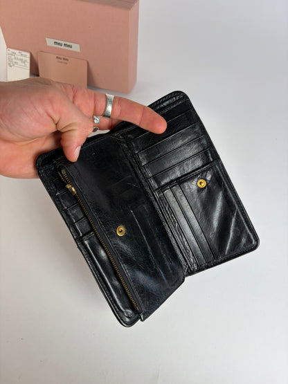 Vintage Miu Miu Matelassé Leather Bifold Wallet c. Late 2000s Black