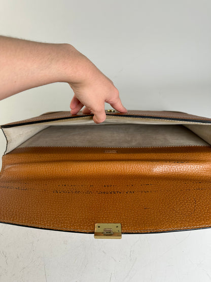 Vintage Loewe Leather Document Holder Tan Gold