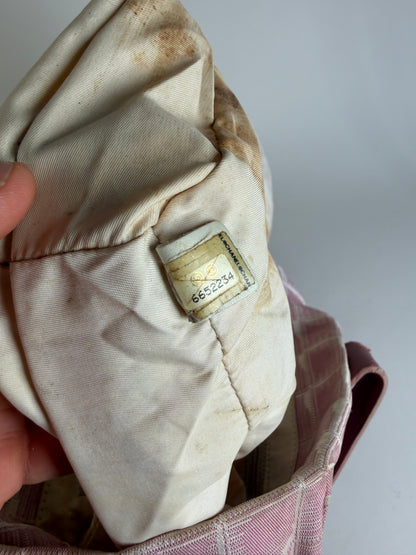 Vintage Chanel Canvas Tote Pink Cream Silver-Tone Hardware