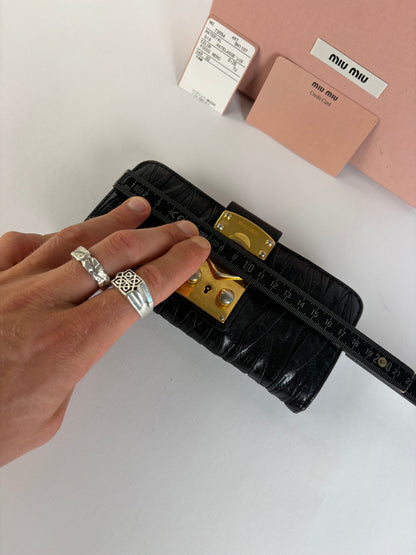 Vintage Miu Miu Matelassé Leather Bifold Wallet c. Late 2000s Black