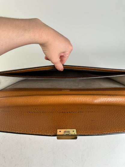 Vintage Loewe Leather Document Holder Tan Gold