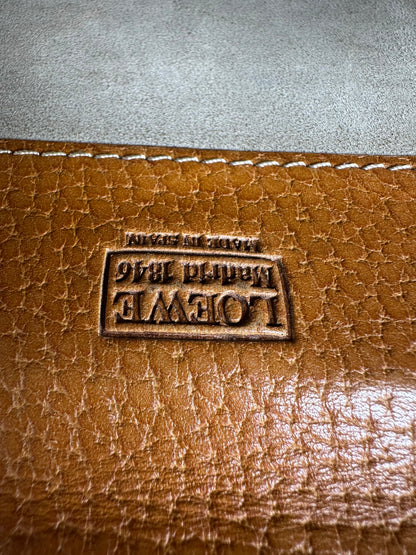 Vintage Loewe Leather Document Holder Tan Gold