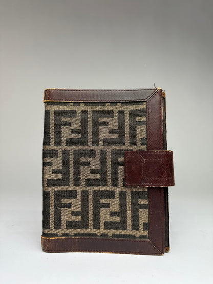 Vintage Fendi Zucca Canvas Bifold Wallet Late 1980s Brown Beige