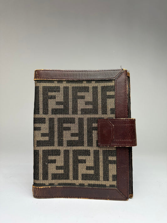 Vintage Fendi Zucca Canvas Bifold Wallet Late 1980s Brown Beige