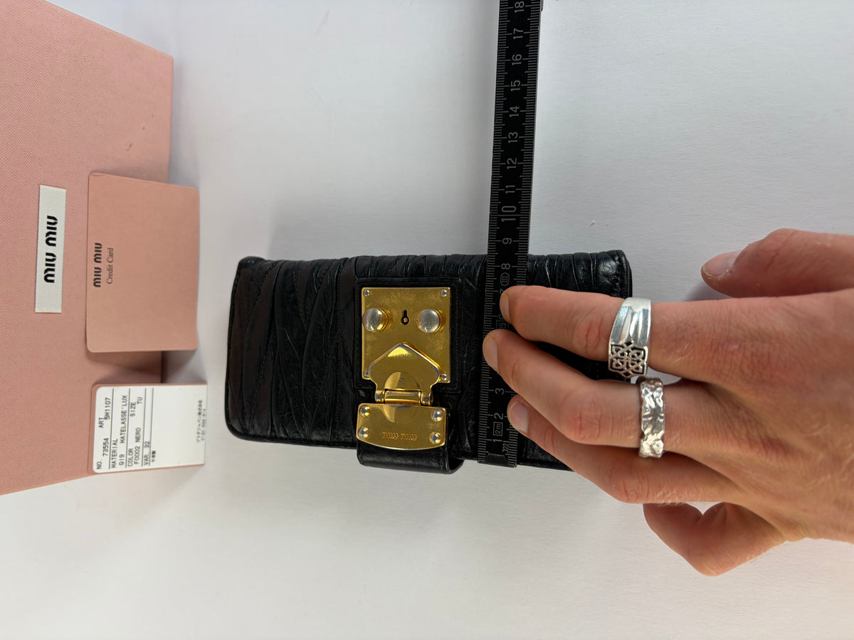 Vintage Miu Miu Matelassé Leather Bifold Wallet c. Late 2000s Black