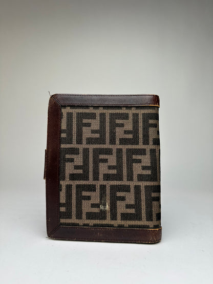 Vintage Fendi Zucca Canvas Bifold Wallet Late 1980s Brown Beige