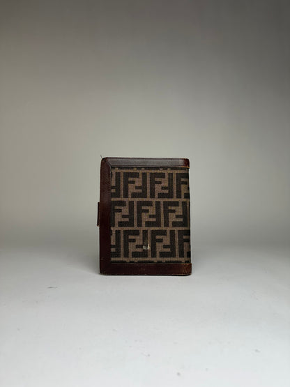 Vintage Fendi Zucca Canvas Bifold Wallet Late 1980s Brown Beige