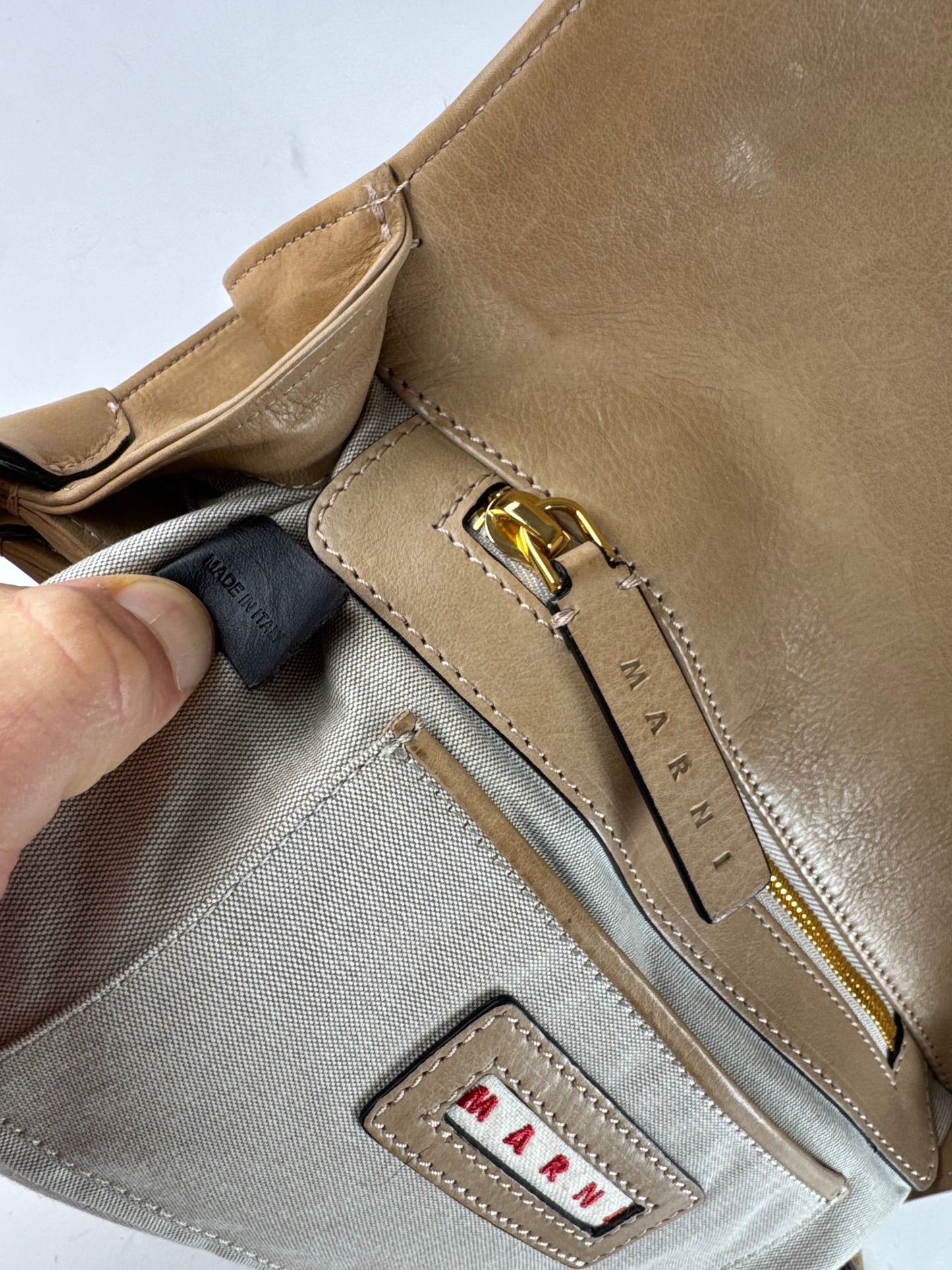 Vintage Marni 2Way Leather Bag Camel