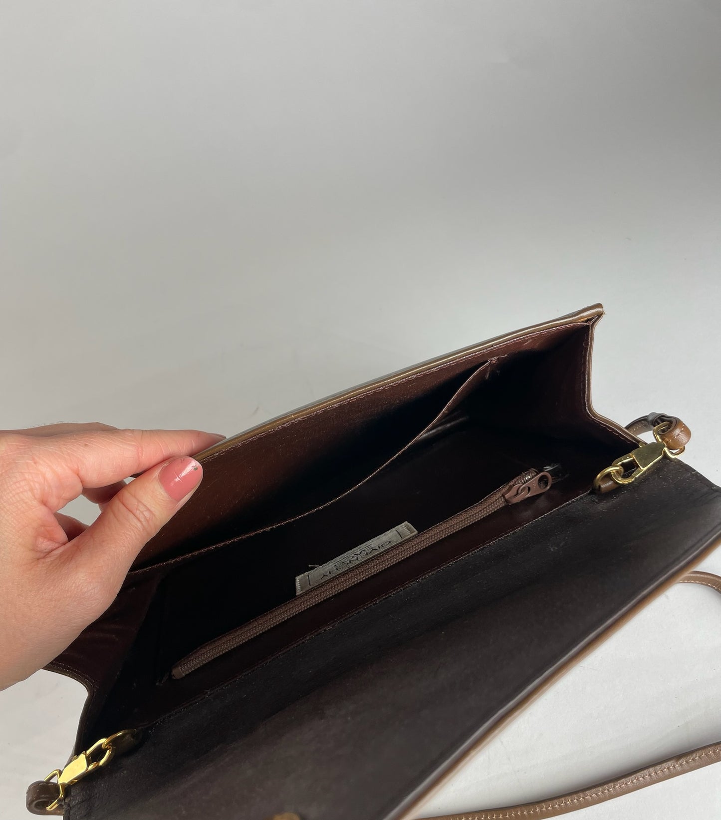 Vintage Givenchy Asymetric Leather Shoulder Bag Brown
