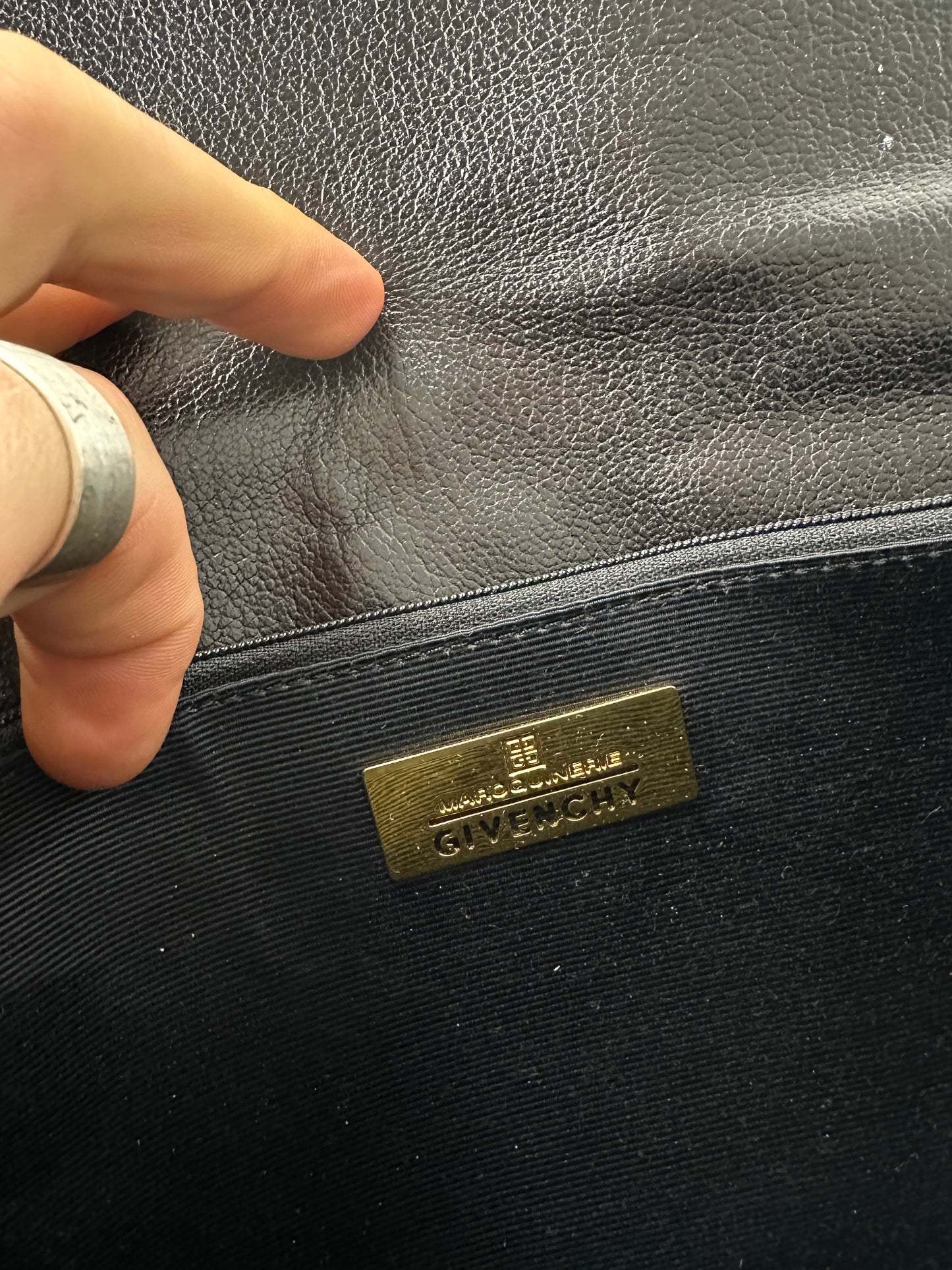 Vintage Givenchy Leather Shoulder Bag Black