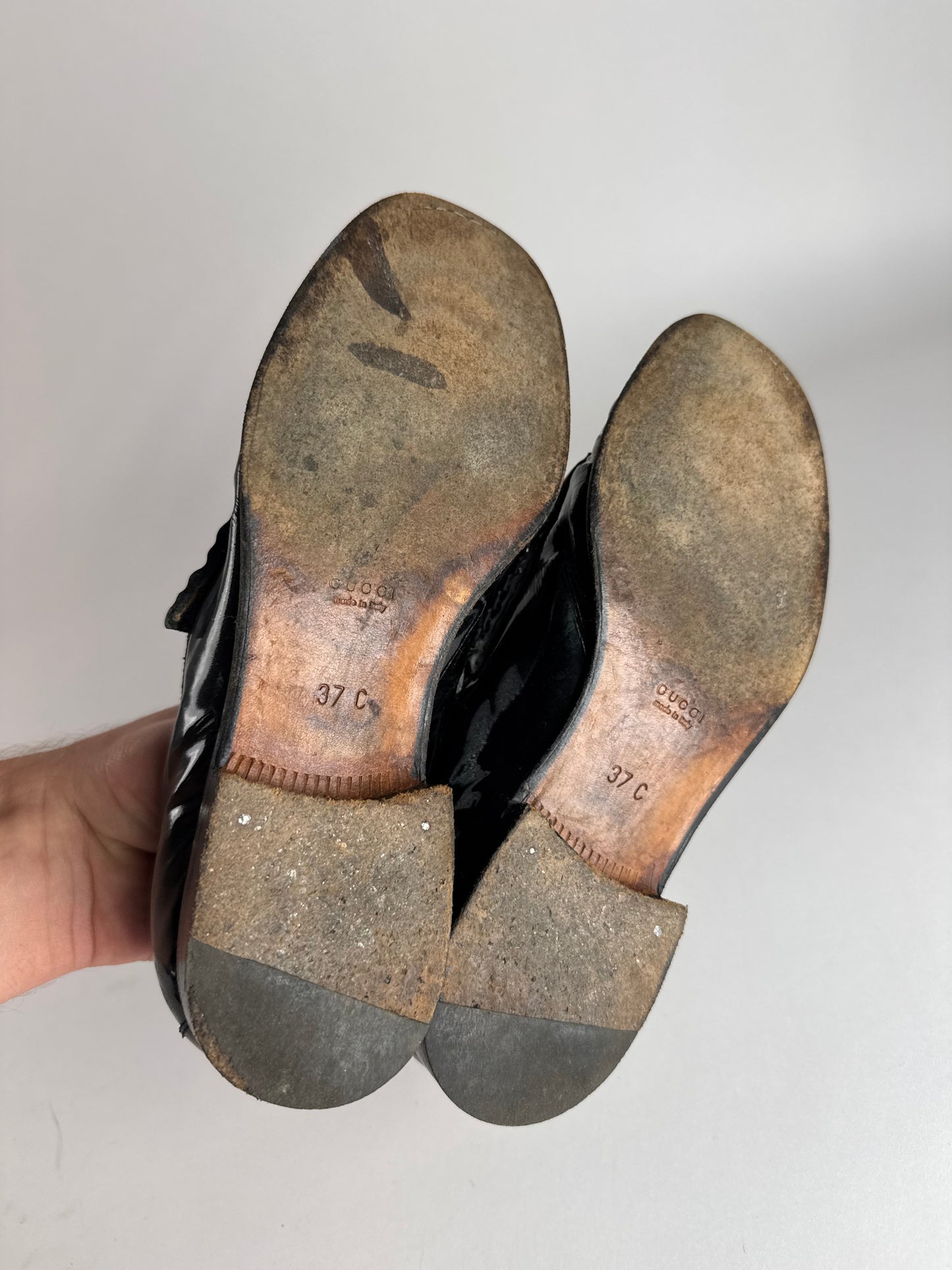 Vintage Gucci Patent Leather Loafer Black EU37