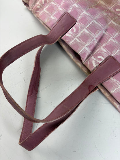 Vintage Chanel Canvas Tote Pink Cream Silver-Tone Hardware