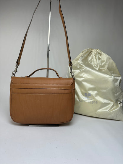 Vintage Courreges Structured Leather Top-Handle Bag c. Late 1990s Tan