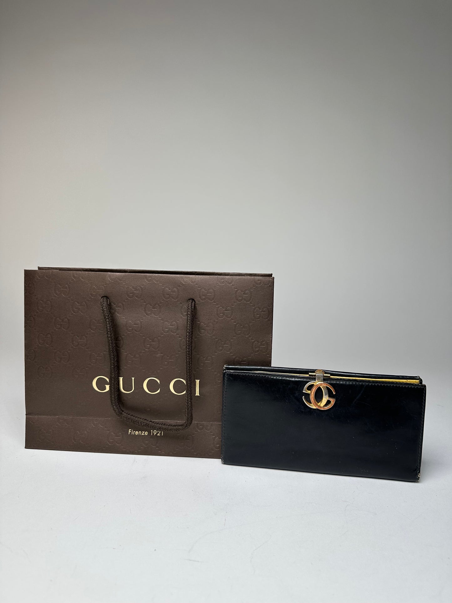 Vintage Gucci GG Leather Long Wallet Black