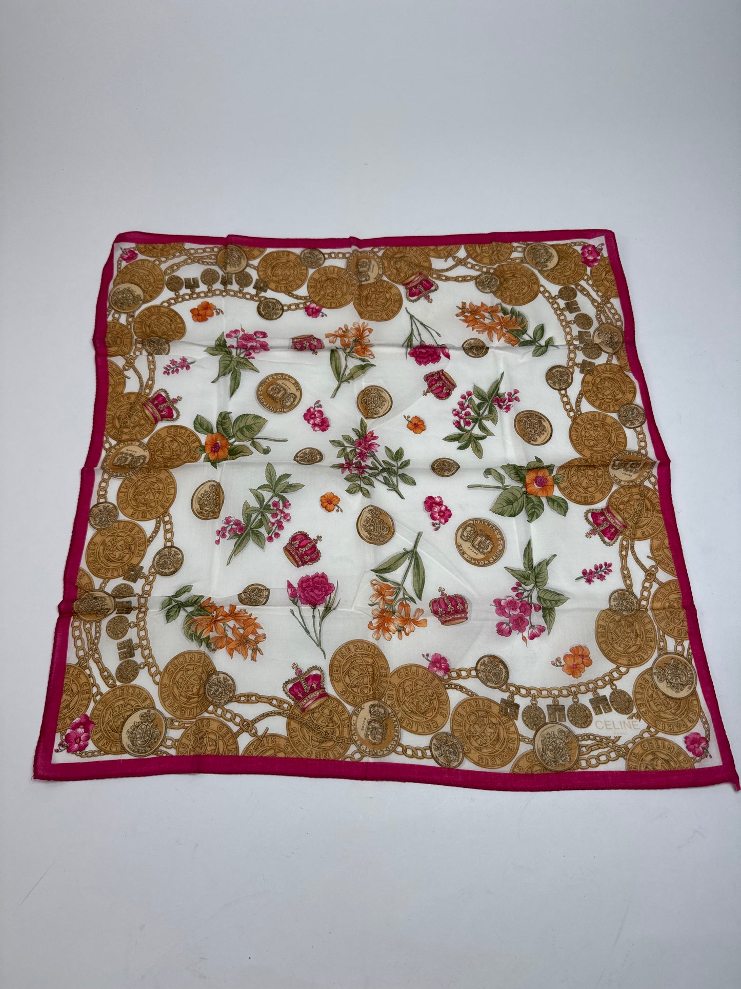 Vintage Celine Baroque Scarf Gold Red