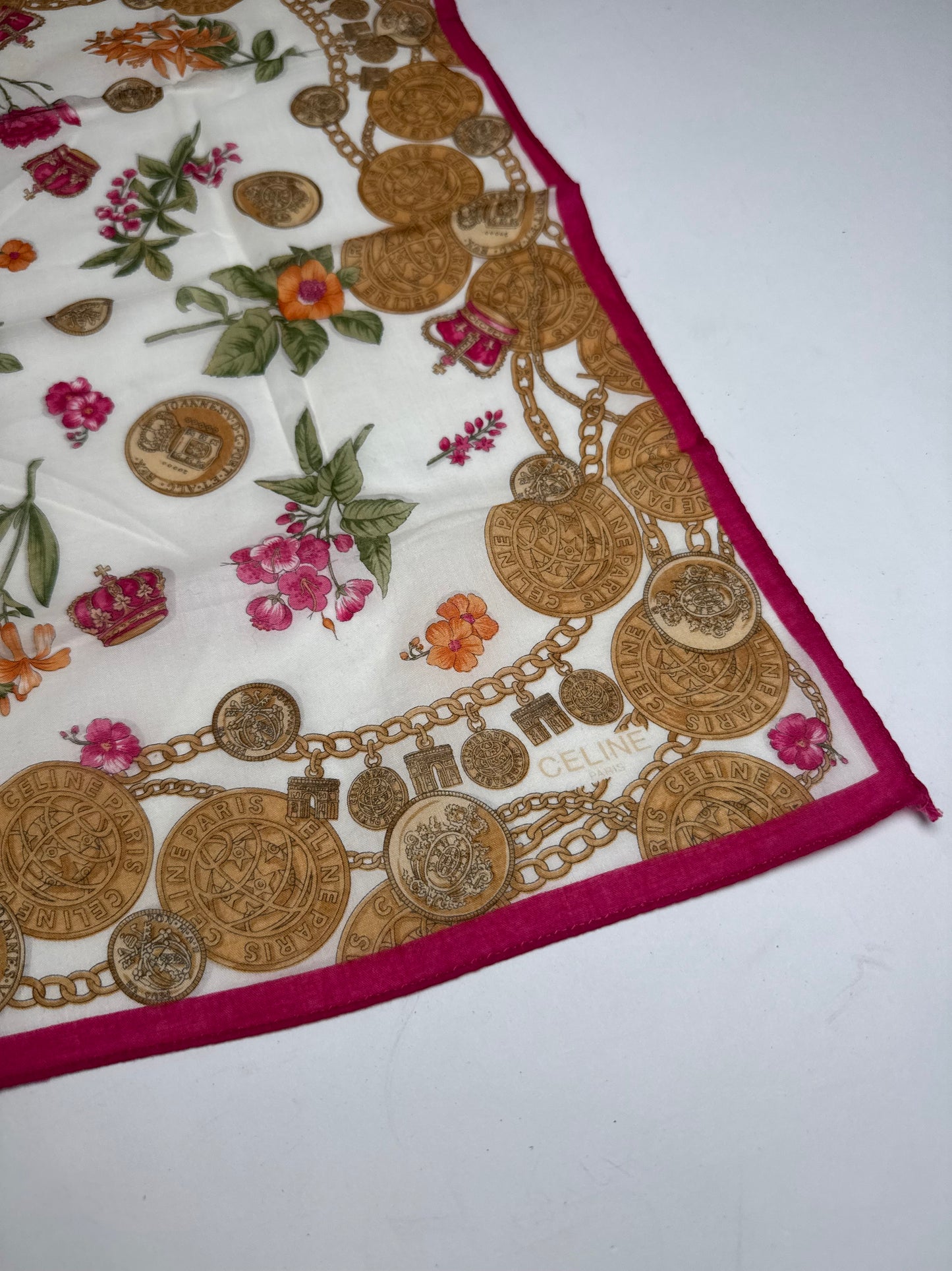 Vintage Celine Baroque Scarf Gold Red