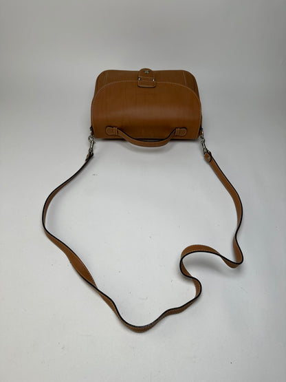 Vintage Courreges Structured Leather Top-Handle Bag c. Late 1990s Tan
