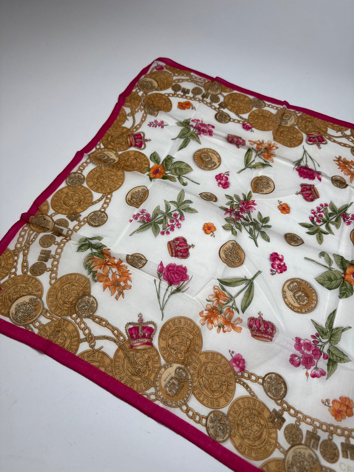 Vintage Celine Baroque Scarf Gold Red