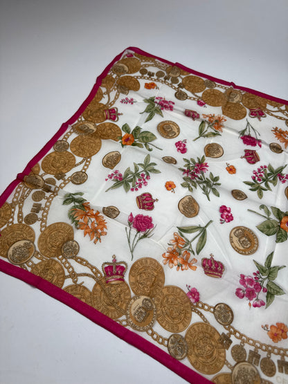 Vintage Celine Baroque Scarf Gold Red