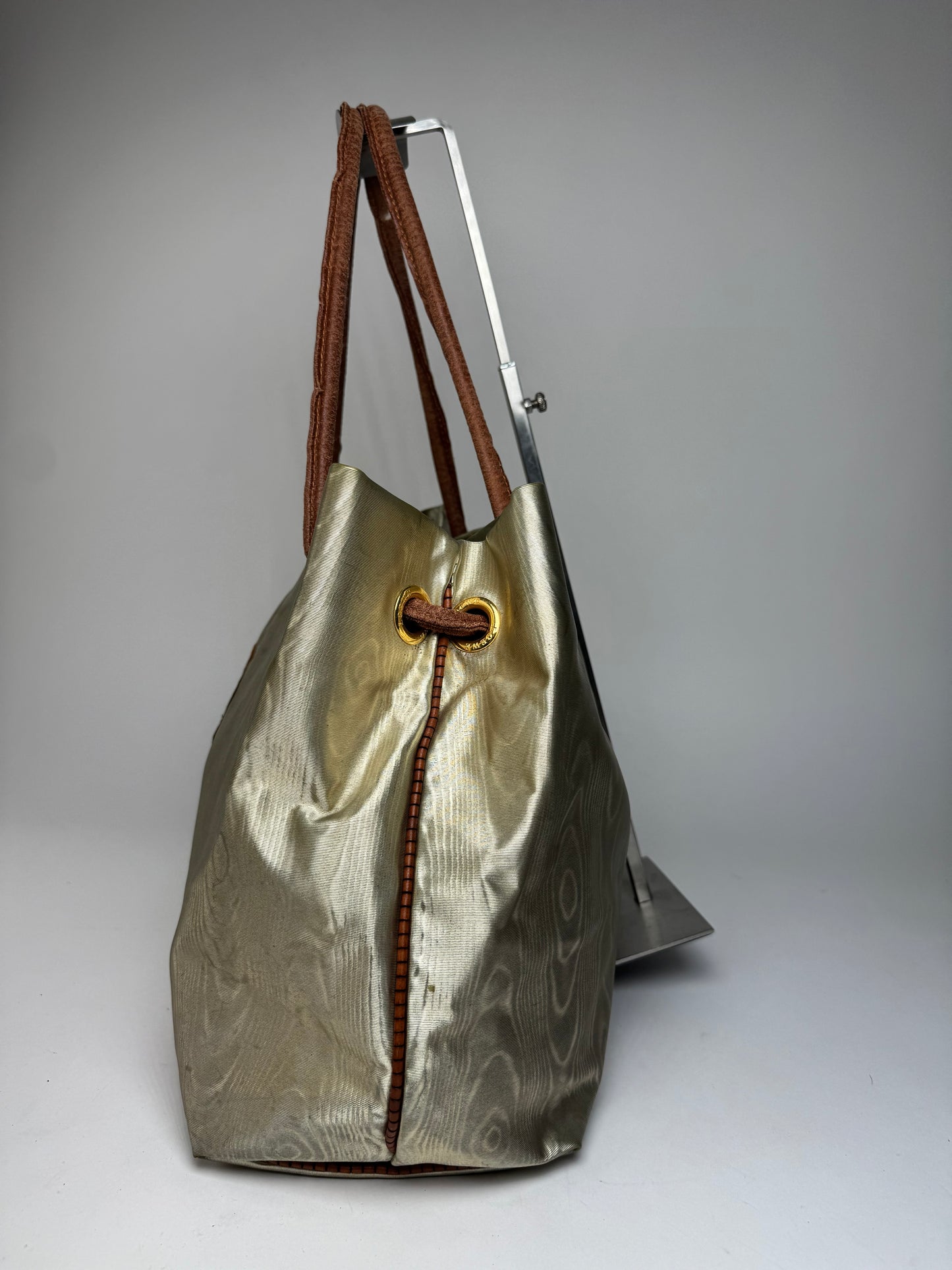 Vintage Loewe Madrid Leather Handbag Silver Brown